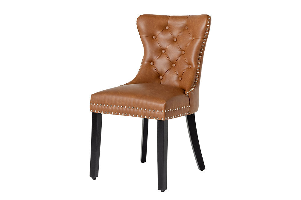 CASTLE Chesterfield Stuhl Kunstleder Massivholz mit Komfortgriff