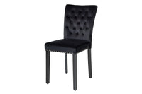 CASTLE Chesterfield Stuhl schwarz Samt Gummiholz Ziernieten