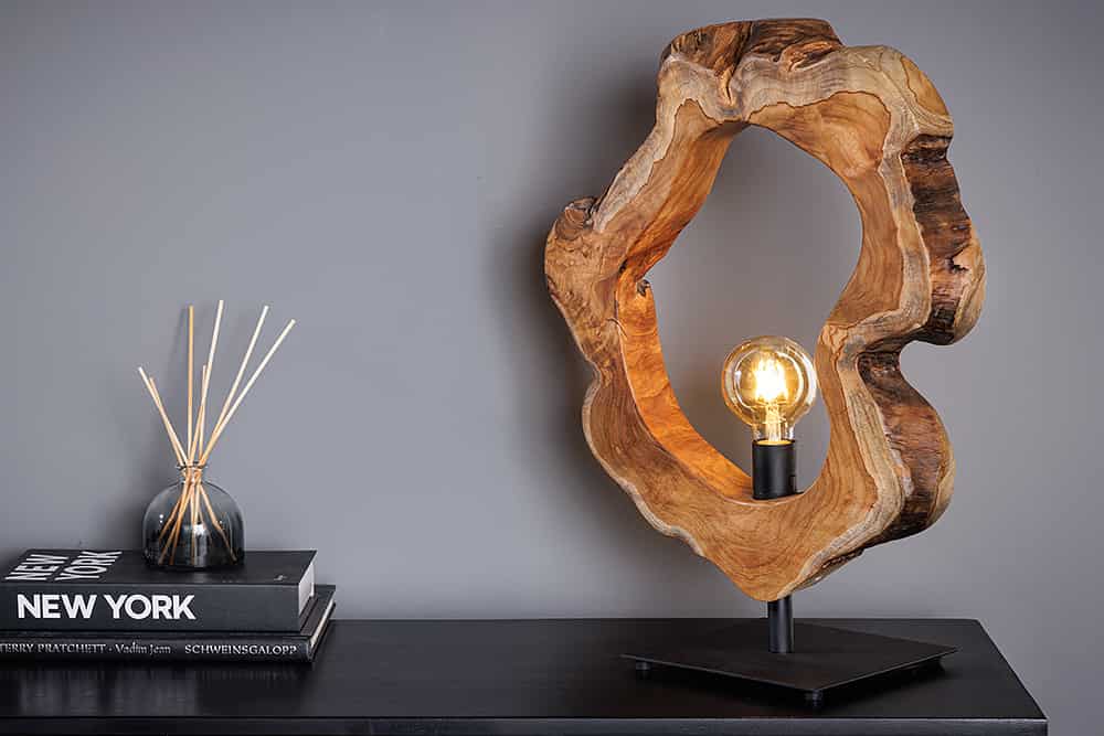 EUPHORIA Handcrafted driftwood table lamp 45cm beige with linen shade