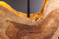 Handgefertigte Tischlampe HYPNOTIC 50cm natur Teakholz beige mit Leinenschirm