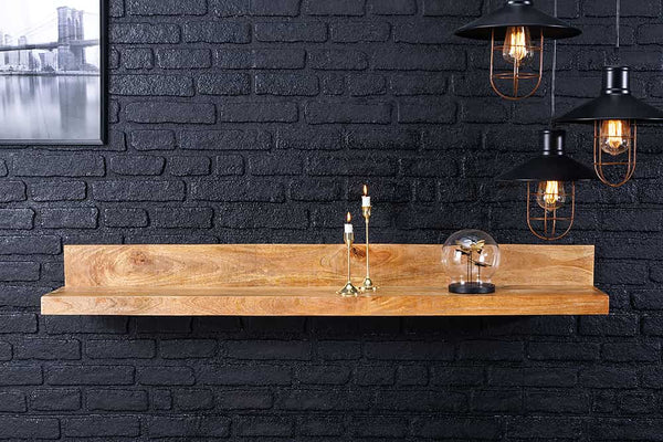 Massives Wandregal MAKASSAR bis 140cm natur Mangoholz handmade