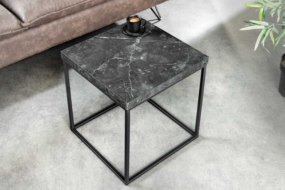 Moderner Beistelltisch ARCHITECTURE 45cm graphit Marmor-Design Metallgestell