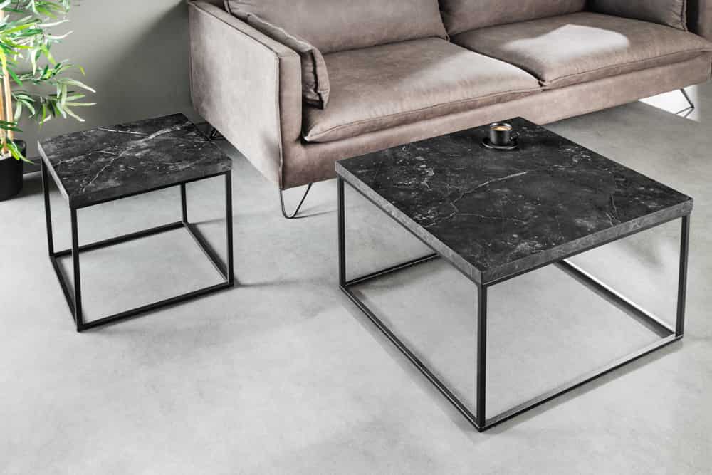 Moderner Beistelltisch ARCHITECTURE 45cm graphit Marmor-Design Metallgestell