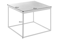 Moderner Couchtisch ARCHITECTURE 60cm weiß Marmor-Design Metallgestell