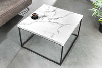Moderner Couchtisch ARCHITECTURE 60cm weiß Marmor-Design Metallgestell