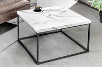 Moderner Couchtisch ARCHITECTURE 60cm weiß Marmor-Design Metallgestell