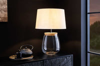 EUPHORIA Handcrafted driftwood table lamp 45cm beige with linen shade