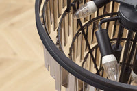 KRISTALL Luxus Kronleuchter 50cm grau mit Glasprismen schwarz Eisen Hängelampe