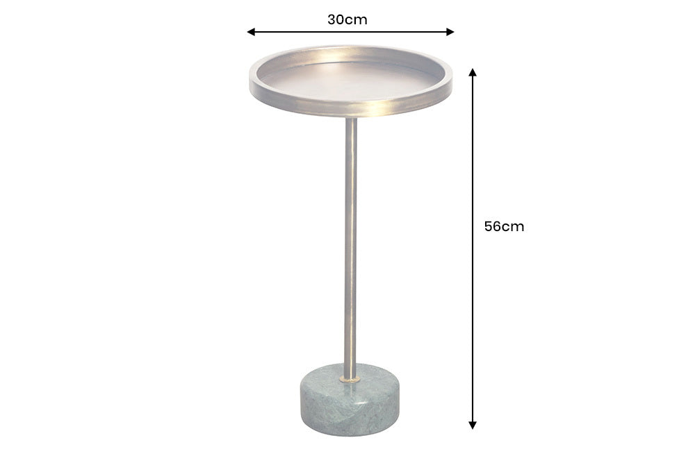 Runder Beistelltisch TRAYFUL 60cm grün messing antik Marmorfuß handmade