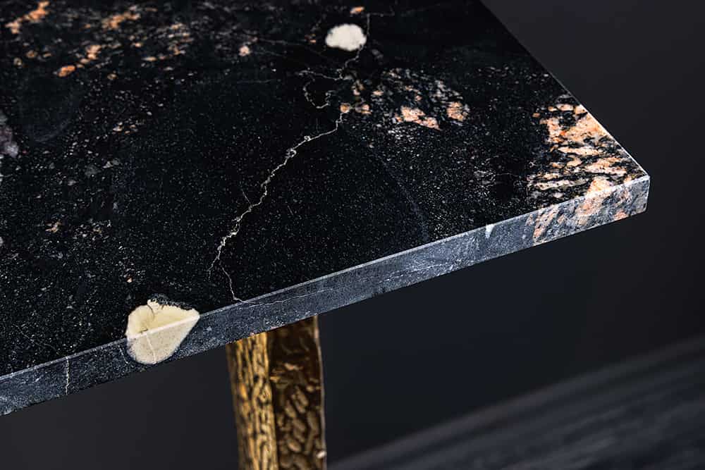 OMEGA Handgefertigter Konsolentisch 80cm schwarz Marmor gold Metall