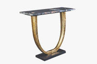 OMEGA Handgefertigter Konsolentisch 80cm schwarz Marmor gold Metall