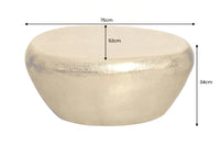 Handgefertigter Couchtisch STONE 75cm gold Metall Hammerschlag Design