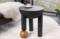 ABSTRACT Runder Beistelltisch 50cm schwarz Eisen handmade Mangoholz-Kugel