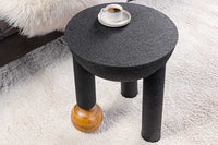 ABSTRACT Runder Beistelltisch 50cm schwarz Eisen handmade Mangoholz-Kugel