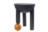ABSTRACT Runder Beistelltisch 50cm schwarz Eisen handmade Mangoholz-Kugel