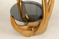 LEVELS Handgefertigter Beistelltisch 50cm gold antik Schwarzglas schwarz Metall