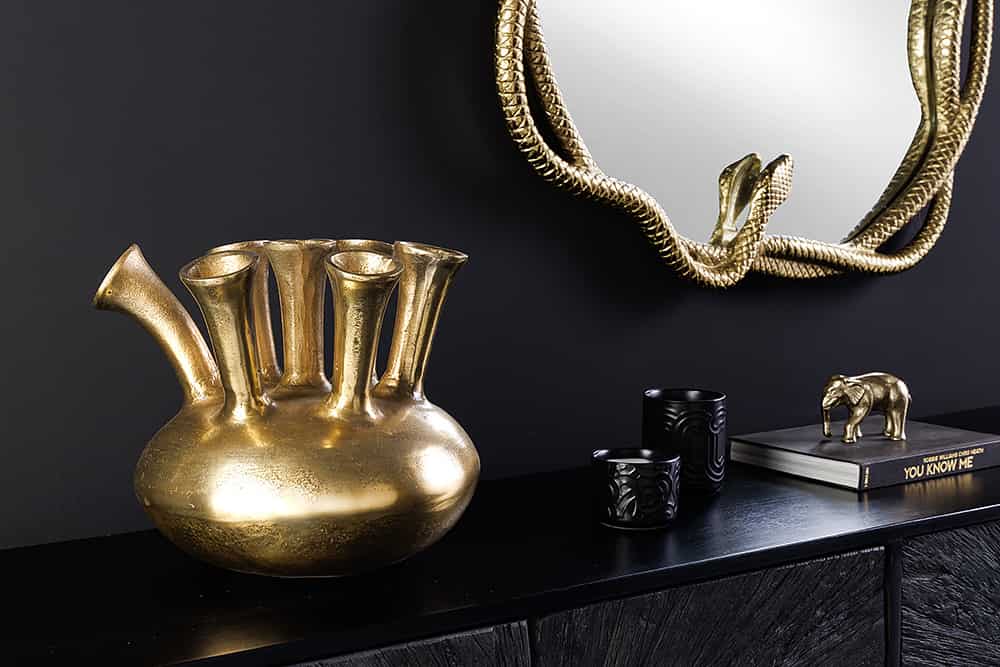 KIYA Handgefertigte Vase gold mit 5/7 Öffnungen Blumenvase