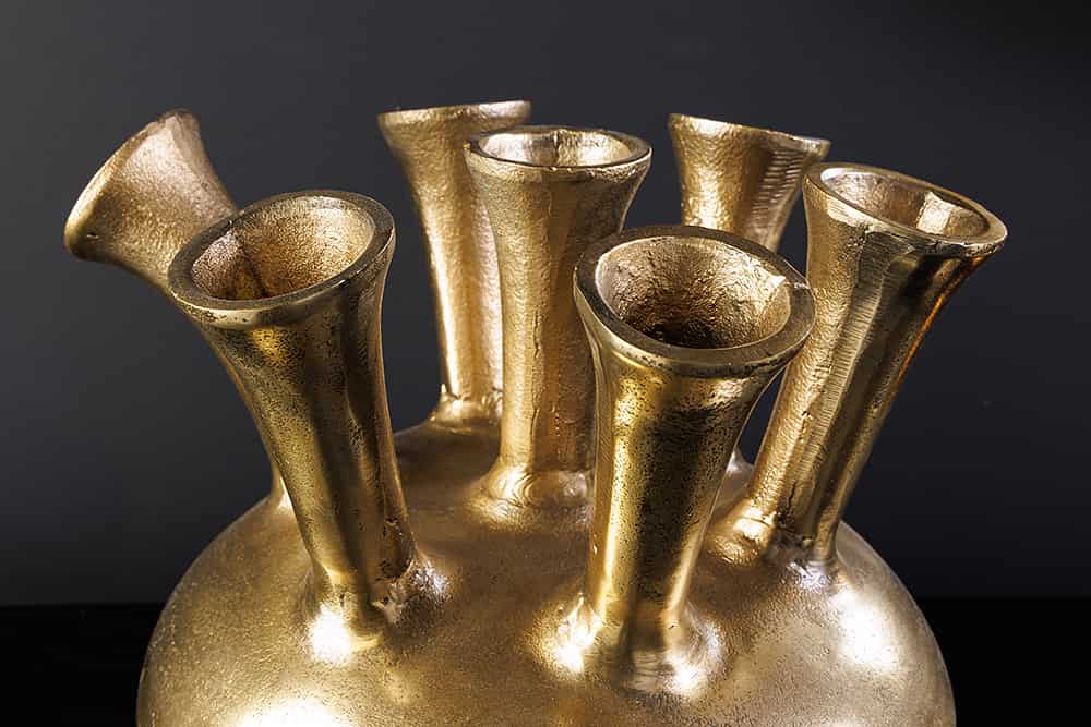 KIYA Handgefertigte Vase gold mit 5/7 Öffnungen Blumenvase