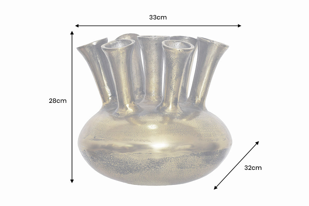 KIYA Handgefertigte Vase gold mit 5/7 Öffnungen Blumenvase
