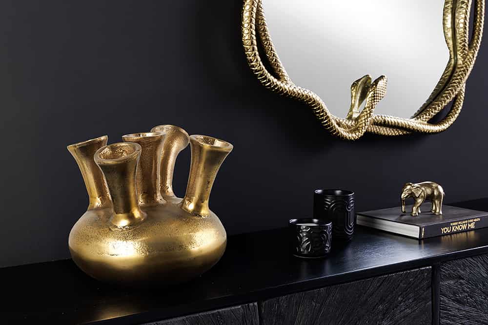 KIYA Handgefertigte Vase gold mit 5/7 Öffnungen Blumenvase