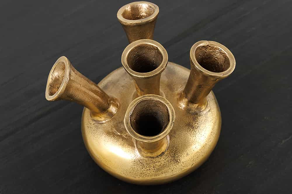 KIYA Handgefertigte Vase gold mit 5/7 Öffnungen Blumenvase