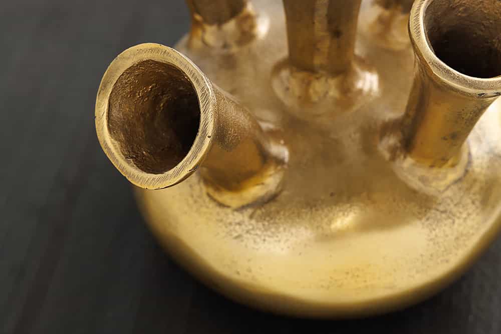 KIYA Handgefertigte Vase gold mit 5/7 Öffnungen Blumenvase