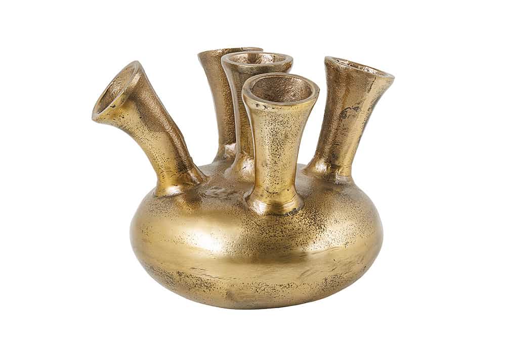 KIYA Handgefertigte Vase gold mit 5/7 Öffnungen Blumenvase