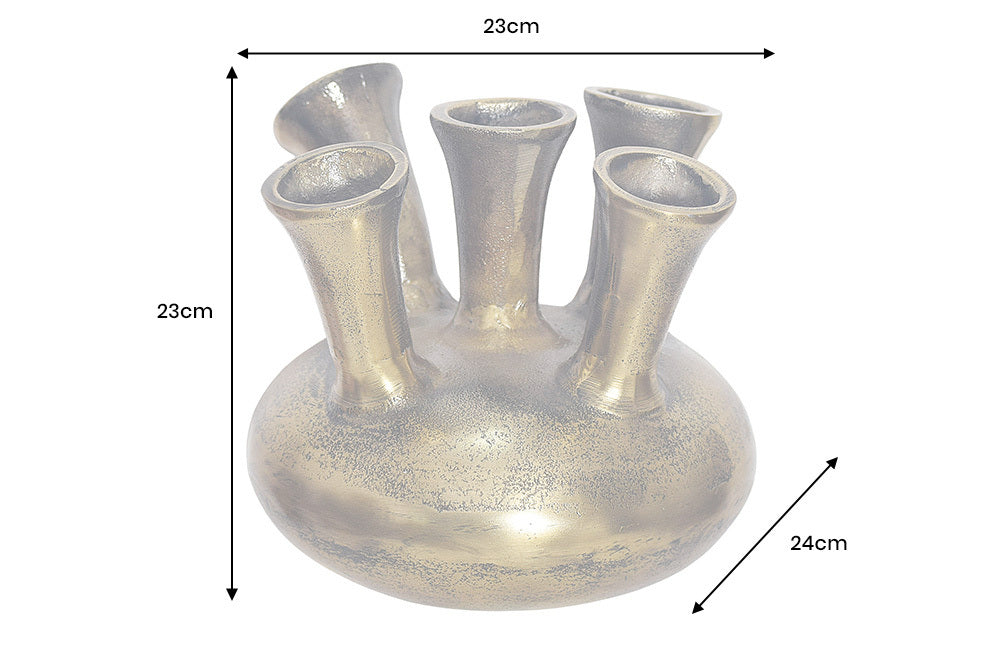 KIYA Handgefertigte Vase gold mit 5/7 Öffnungen Blumenvase