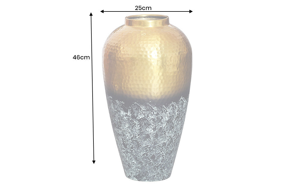 ORIENT Handgefertigte Deko Vase gold Metall mit Patina Hammerschlag Design