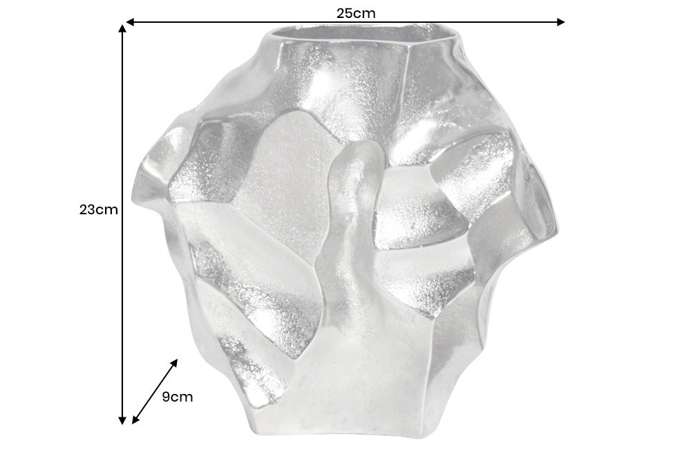 Handgefertigte Vase LIQUID 25cm silber Metall Hammerschlag Design