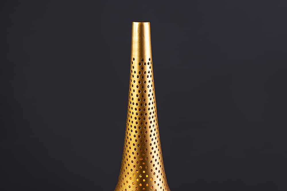 ORIENT LIVING Handgefertigte Stehlampe 50cm gold Eisen Tropfenform
