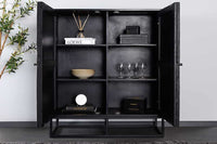 Massives Highboard BARRACUDA 120cm  Mangoholz mit Teakholz-Front