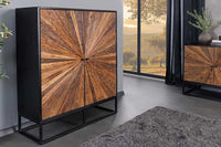 Massives Highboard BARRACUDA 120cm  Mangoholz mit Teakholz-Front