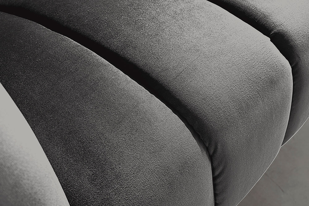 Design 2-Sitzer Sofa NOBLESSE 165cm grau Samt schwarze Metallfüße Federkern