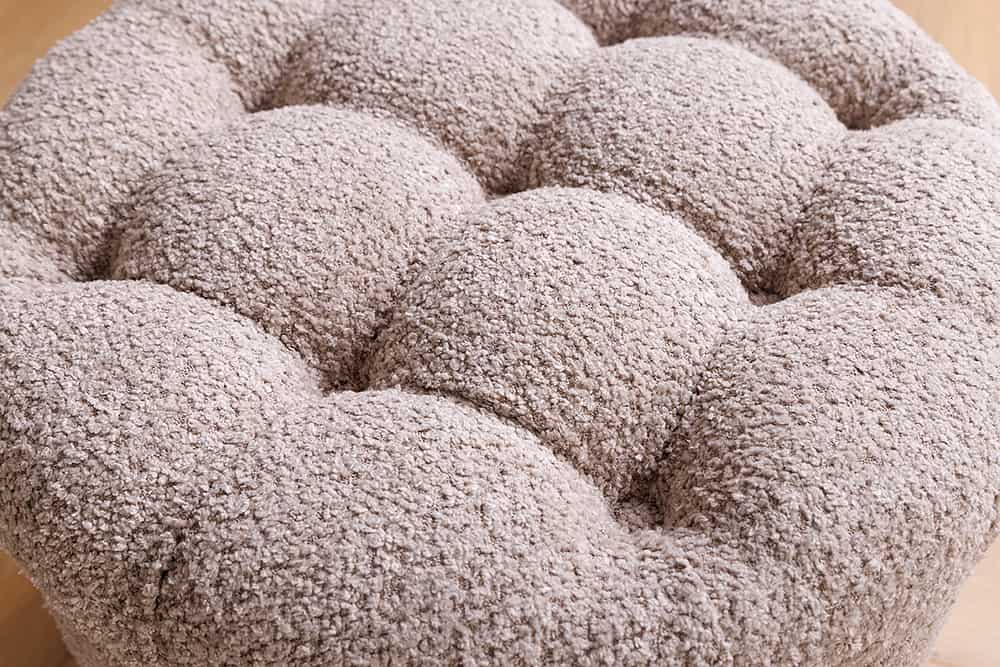 Runder Hocker MODERN BAROCK 50cm champagner Bouclé mit Stauraum