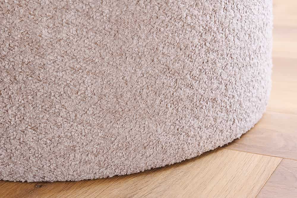 Runder Hocker MODERN BAROCK 50cm champagner Bouclé mit Stauraum