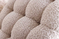 Runder Hocker MODERN BAROCK 50cm champagner Bouclé mit Stauraum