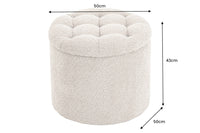 Runder Hocker MODERN BAROCK 50cm champagner Bouclé mit Stauraum