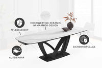 PAPILLON Ausziehbarer Esstisch 180-260cm graphit Keramik Marmor schwarz Metall