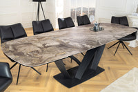 PAPILLON Ausziehbarer Esstisch 180-260cm graphit Keramik Marmor schwarz Metall