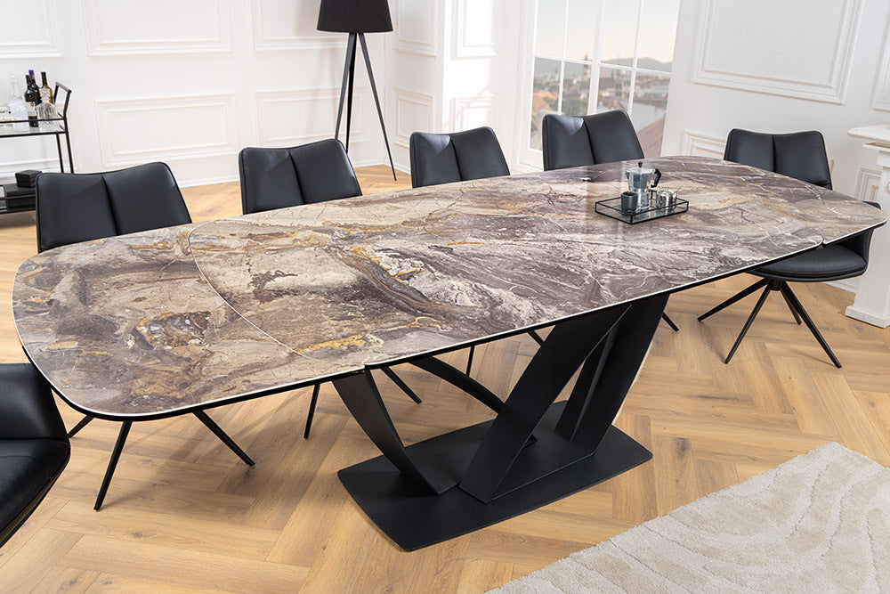 PAPILLON Ausziehbarer Esstisch 180-260cm graphit Keramik Marmor schwarz Metall