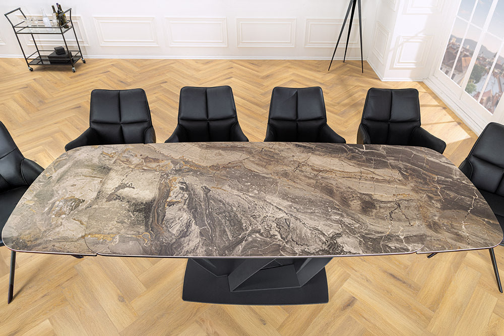 PAPILLON Ausziehbarer Esstisch 180-260cm graphit Keramik Marmor schwarz Metall
