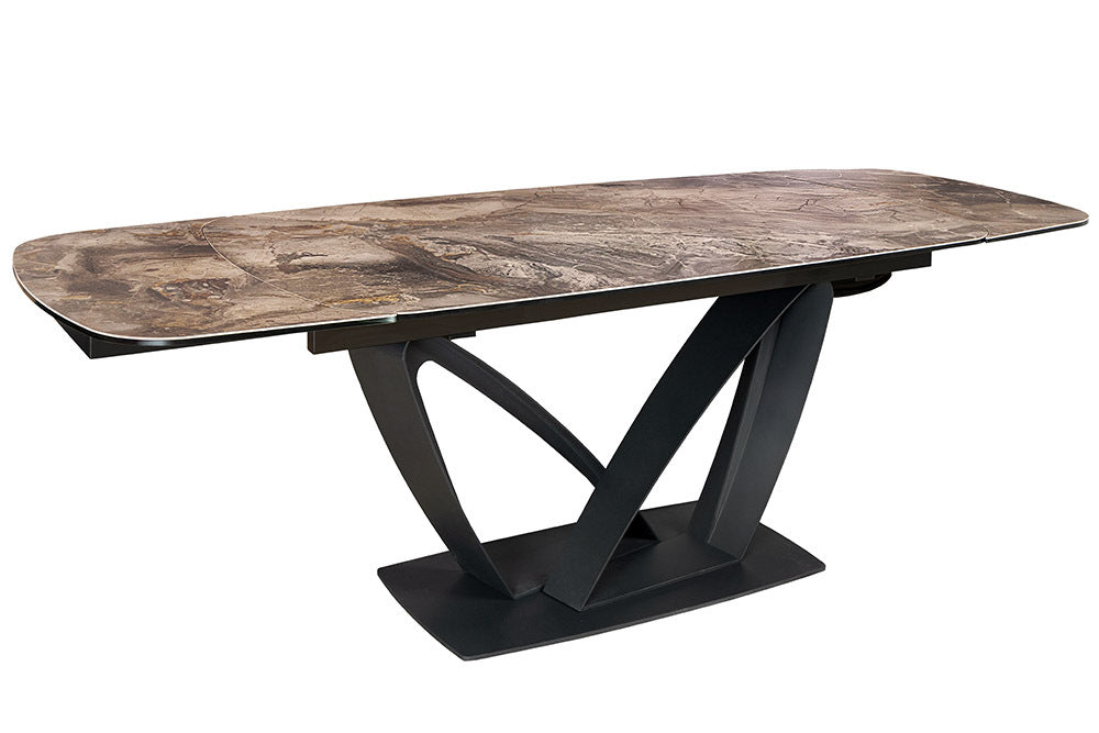 PAPILLON Ausziehbarer Esstisch 180-260cm graphit Keramik Marmor schwarz Metall