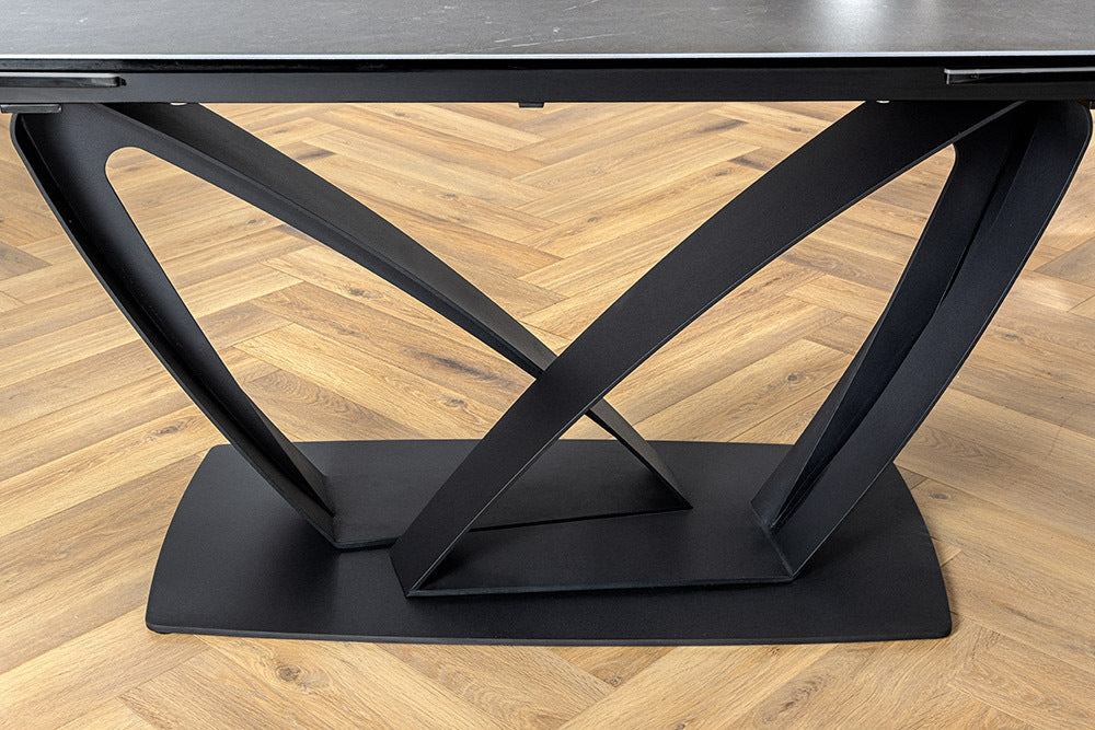 PAPILLON Ausziehbarer Esstisch 180-260cm graphit Keramik Marmor schwarz Metall