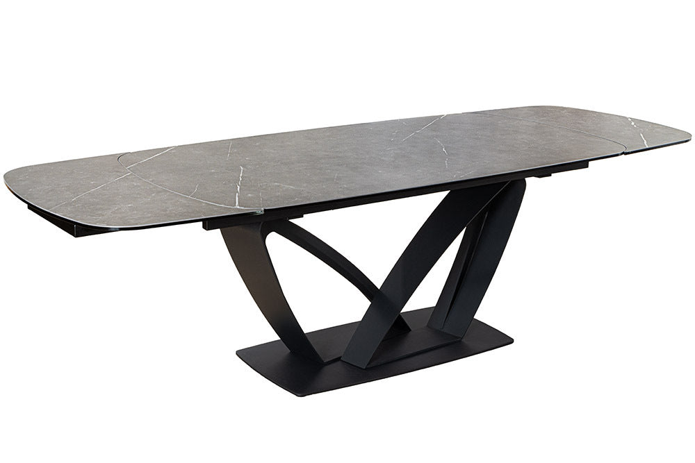 PAPILLON Ausziehbarer Esstisch 180-260cm graphit Keramik Marmor schwarz Metall