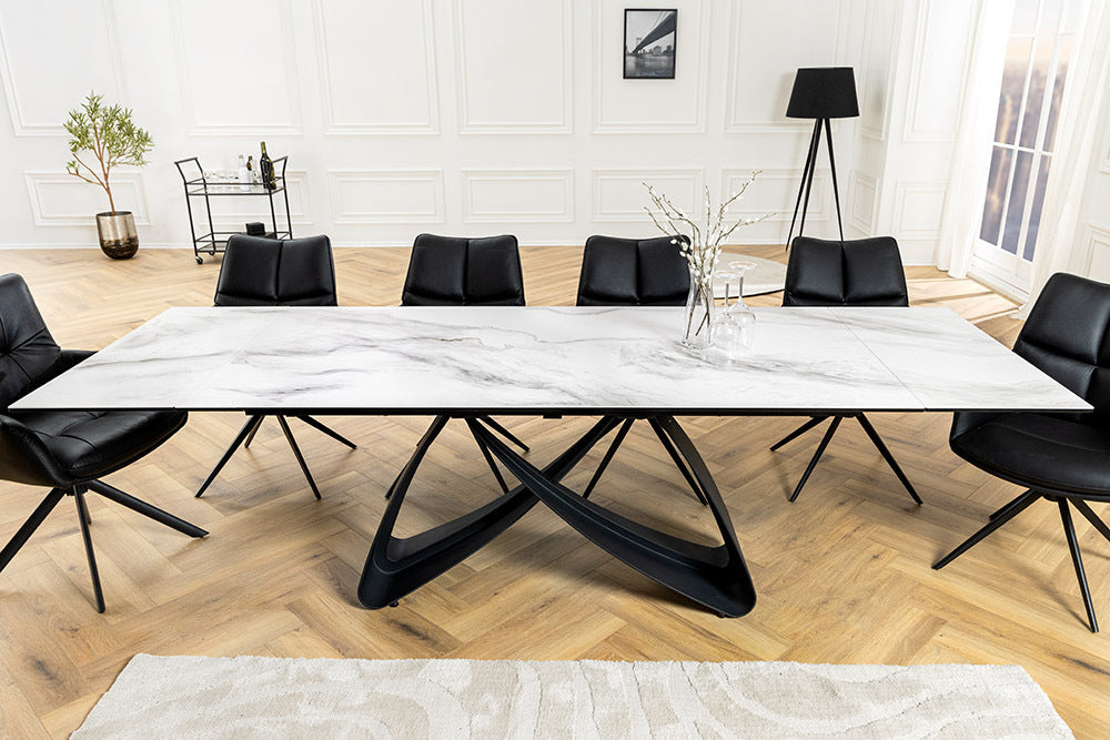 INFINITY Ausziehbarer Esstisch 180-260cm rost Keramik Marmor schwarz Metall