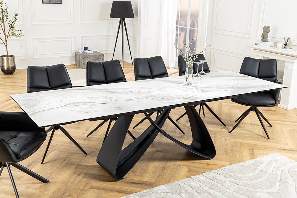 INFINITY Ausziehbarer Esstisch 180-260cm rost Keramik Marmor schwarz Metall
