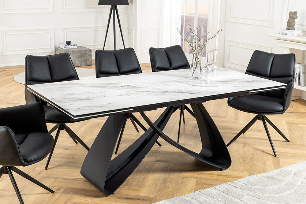 INFINITY Ausziehbarer Esstisch 180-260cm rost Keramik Marmor schwarz Metall