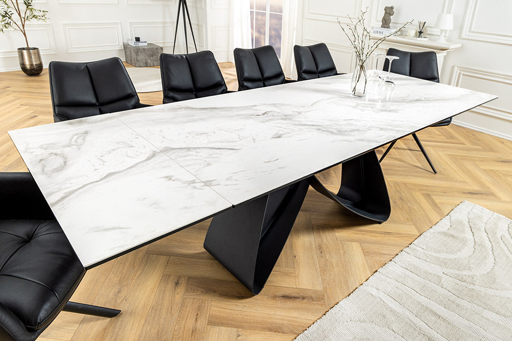 INFINITY Ausziehbarer Esstisch 180-260cm rost Keramik Marmor schwarz Metall
