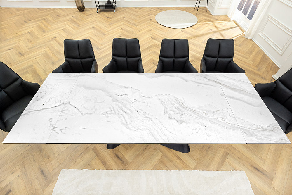 INFINITY Ausziehbarer Esstisch 180-260cm rost Keramik Marmor schwarz Metall